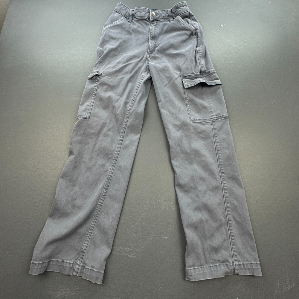 Hollister Women's 25S Gray Cargo Pants Ultra High Rise Utility Pocket Y2K Style